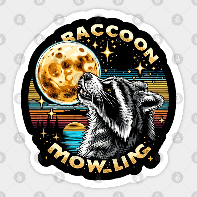 Raccoon Moon Howl Sticker by JessArty